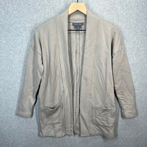 Free Fly Bamboo‎ Fleece Cardigan Women S Tan Open Front Long Sleeve Pockets EUC